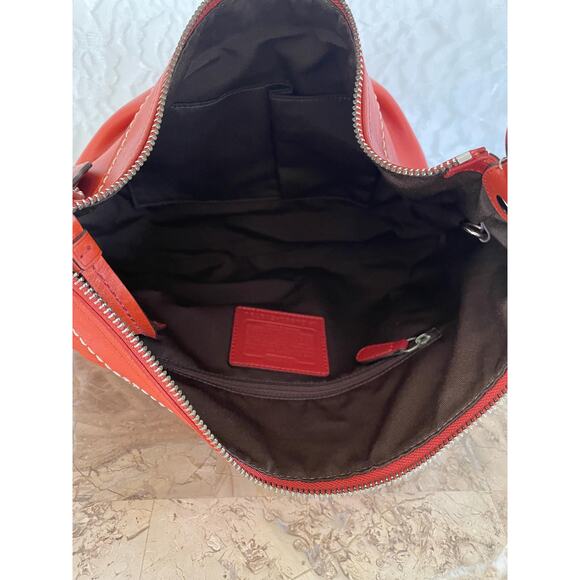 Coach Ergo Pleated hobo/soho red-orange Leather Shoulder Bag F13730 - Picture 13 of 14